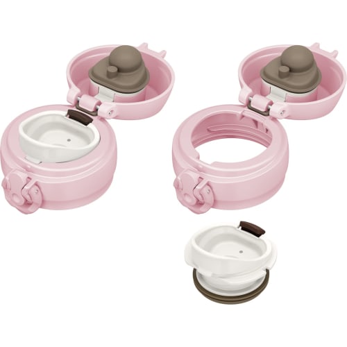 Thermos Vacuum Insulated Portable Mug, 350ml, Mauve Pink, with Detachable Spout for Easy Cleaning, Lightweight, One-Touch Opening, Stainless Steel Bot