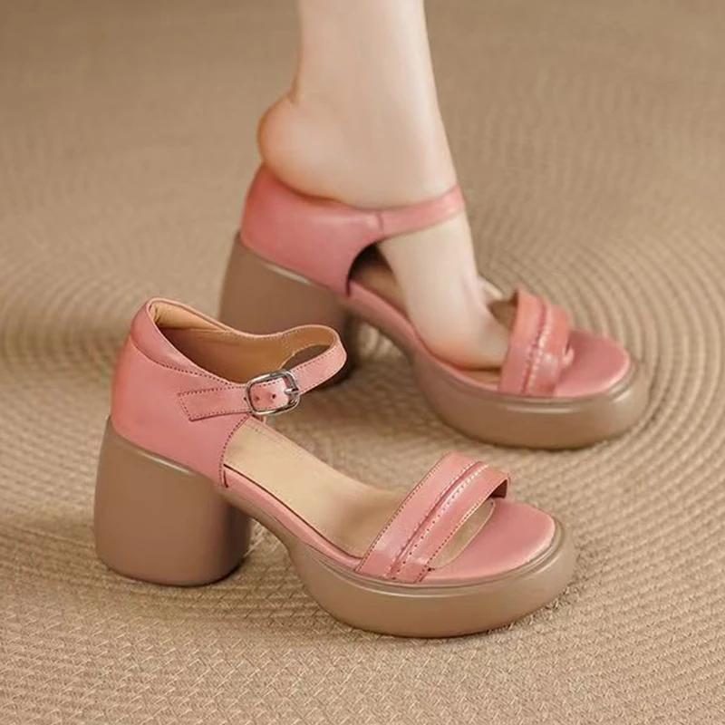 Women High Heels Sandals Chunky Summer Shoes 2025 Dress Woman Slippers New Elegant Party Pumps Brand Mujer De Zapatillas