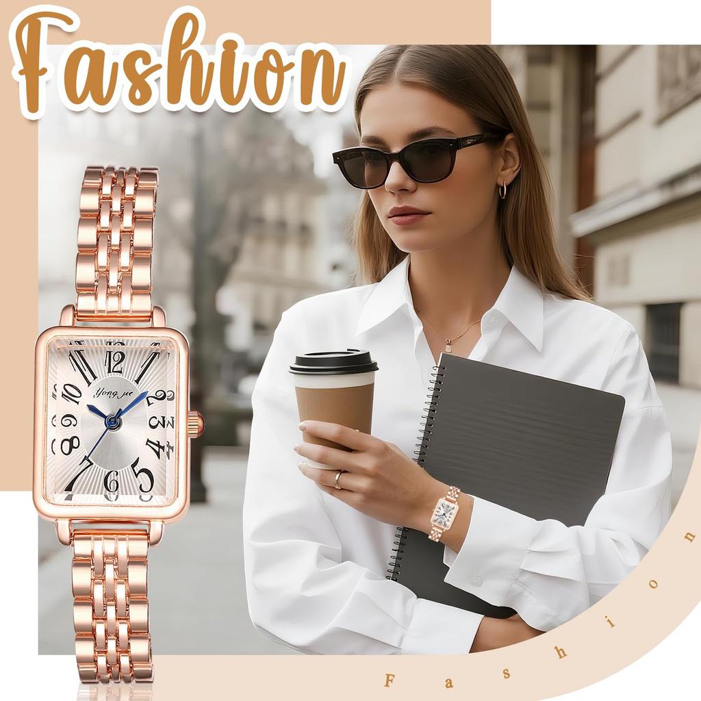 Simple Square Analog Watch for Women: Waterproof Stainless Steel Strap, Fashion Accessory - Valentine's Day, Christmas, Birthday Gift