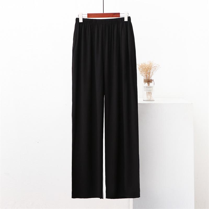 

Men s Plus Size Cotton-Silk Summer Pants: Loose, Breathable, Pocketed Home & Sports Wear 5XL чорний