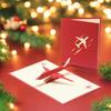 2PCS Red 3D Airplane Shape Carving Greeting Card Civil Aviation Retro Style Christmas Birthday Decorations Party Gift Cards ZYF