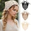 Retro Knitted Triangle Headband Women Head Scarves Pastoral Style Hair Scarf Flower Headscarf Crochet Head Kerchief Bandana