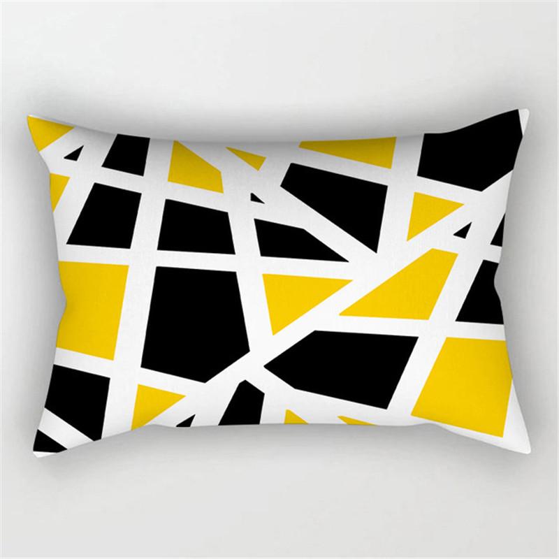 XUNYU Rectangular Polyester Print Pillowcase Yellow Geometry Home Cushion Cover Waist Pillowcase Car Chair Pillow Cover CE02