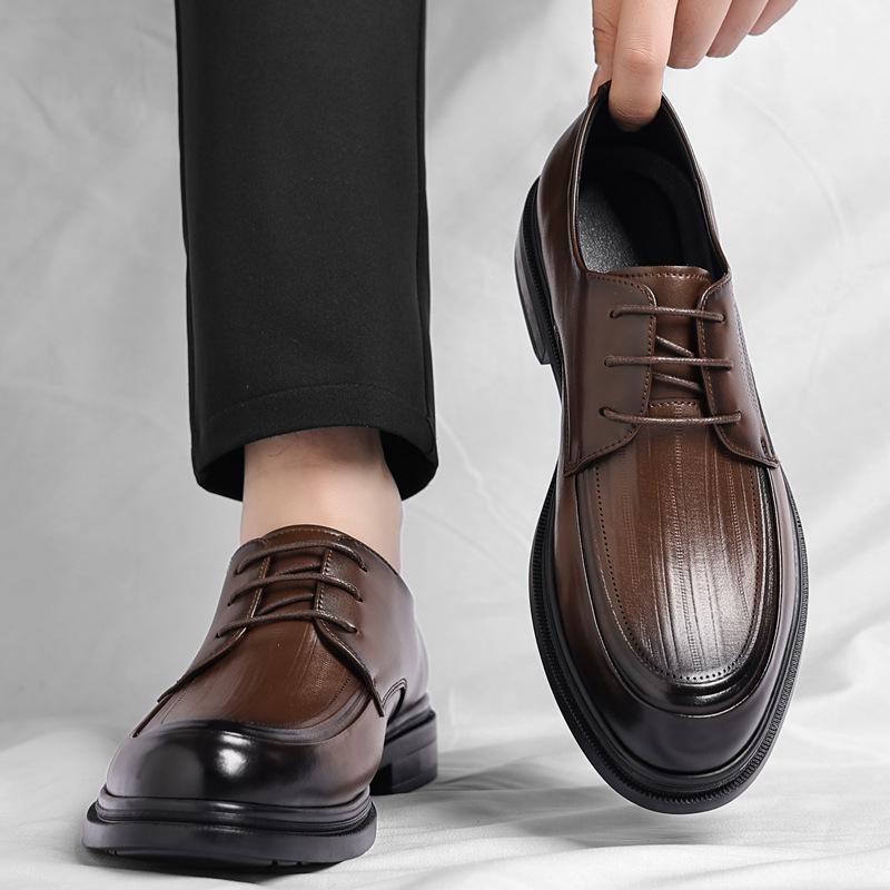Summer Autumn New Designer Leather Shoes for Men Solid Color Fashion Casual Dress Shoes Male Lace Platform Loafers Man