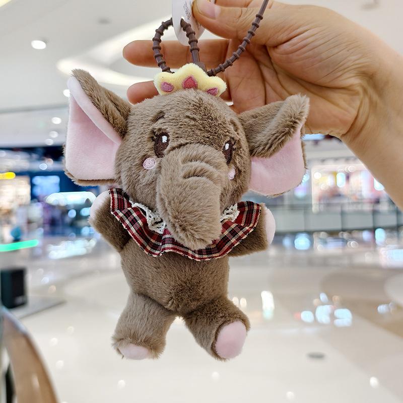 Cute Long Trunk Elephant Pendant Plush Stuffed Toy Doll Bag Pendant Keychain Cloth Jewelry Accessory Keyring Gift Decoration