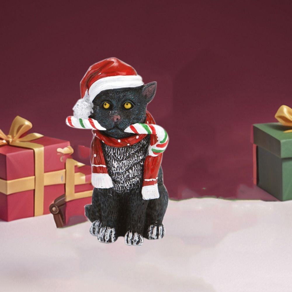 

Resin Christmas Cat Sculpture Pendant Decorative Magic Christmas Cat Pendant Car/Key/Bag