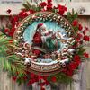 Rustic Christmas Wooden Sign with Santa Claus Pattern - Merry Christmas Round Sign for Front Door, Wall Hanging Decor - Ideal Christmas Decoration