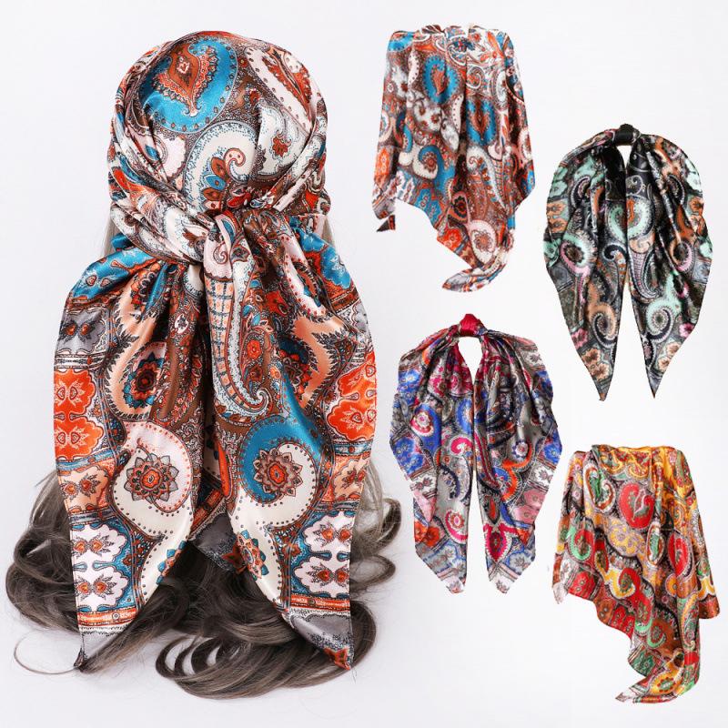Lightweight Scarves, Shawls and Headscarves: 90 Large Handkerchiefs, Ladies’ Shawls, Cashew-coloured Faux Silk Scarves