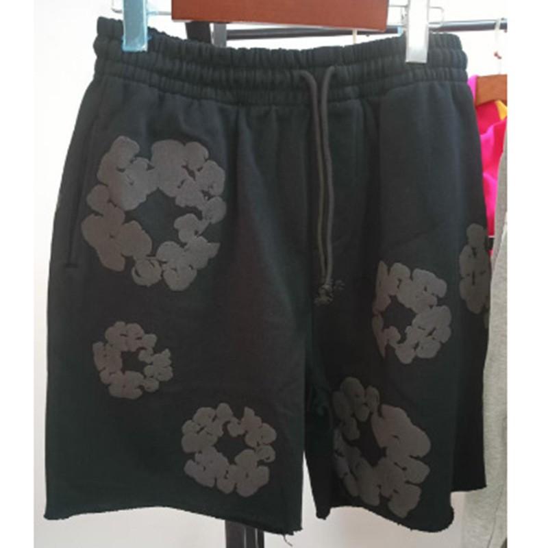 Mens Cotton Denim Tears Inspired Oversized Shorts With Floral Print Loose Fit Streetwear