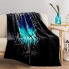 Gradient Blue Feather Pattern blanket with Black Background Style. blanket, suitable for use in the bedroom, living room, on the sofa
