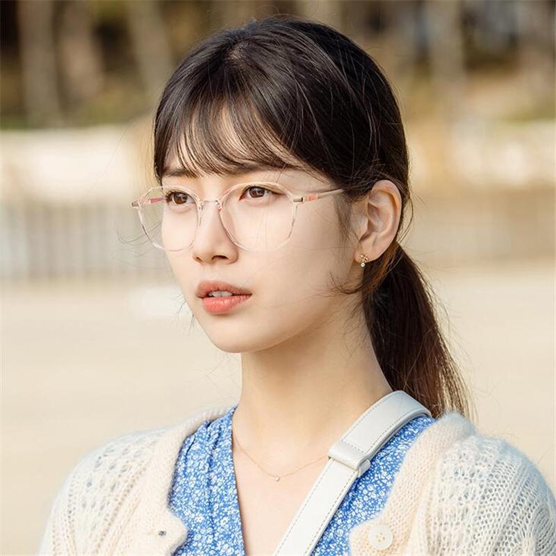 Transparent Pink Frame Polygon Minus Lens Prescription Eyeglasses Women Men  Short-Sight  Eyewear 0 -0.5 -0.75 To -6.0