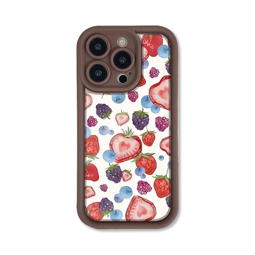 Colorful Strawberry iPhone Case: Compatible with iPhone 12-16 models, precise cutouts, and anti-fall protection.