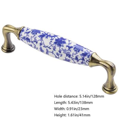 Keramik 76mm/96mm/128mm Kreative Antike Möbel Blau und Weiß Türgriff Kommode Schrankgriffe Schubladengriffe Zuggriffe