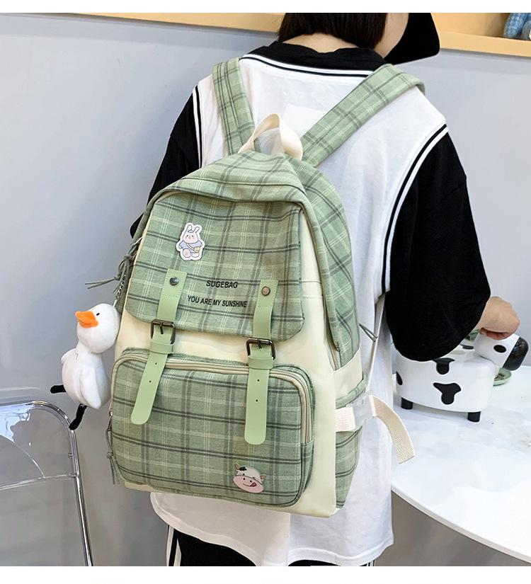 Kawaii kreslená plátěná školní taška, velkokapacitní roztomilý módní batoh Krásný ležérní batoh