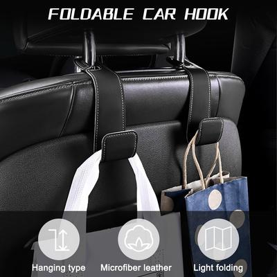 Universal Car Headrest Hook Premium PU Leather Material Rear Seat Hanging Seat Hook 20KG Large Load-Bearing Hook Quality Hanger