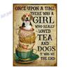 Mfoever Tin Sign Vintage Beagle Dog Coffee Tea Metal Tin Sign Set Retro Funny Pet Wall Art Decor for Home Kitchen Bar Rustic Iron Painting Plaque