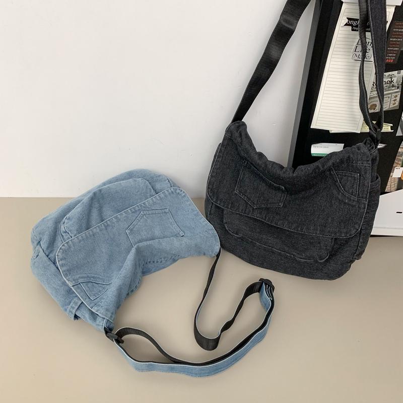 Джинсовая сумка мужская большая вместительная сумка через плечо студенческая сумка — фото 6