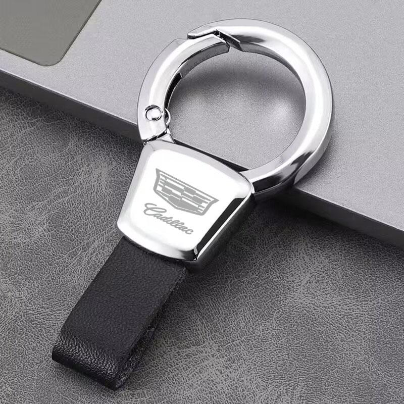 

For Cadillac ATS BLS CT4 CT5 CTS ESCALADE SLS SRX XT5 XT6 XTS Luxury Car Logo Keychain Holder Leather Alloy Key Rings Pendant