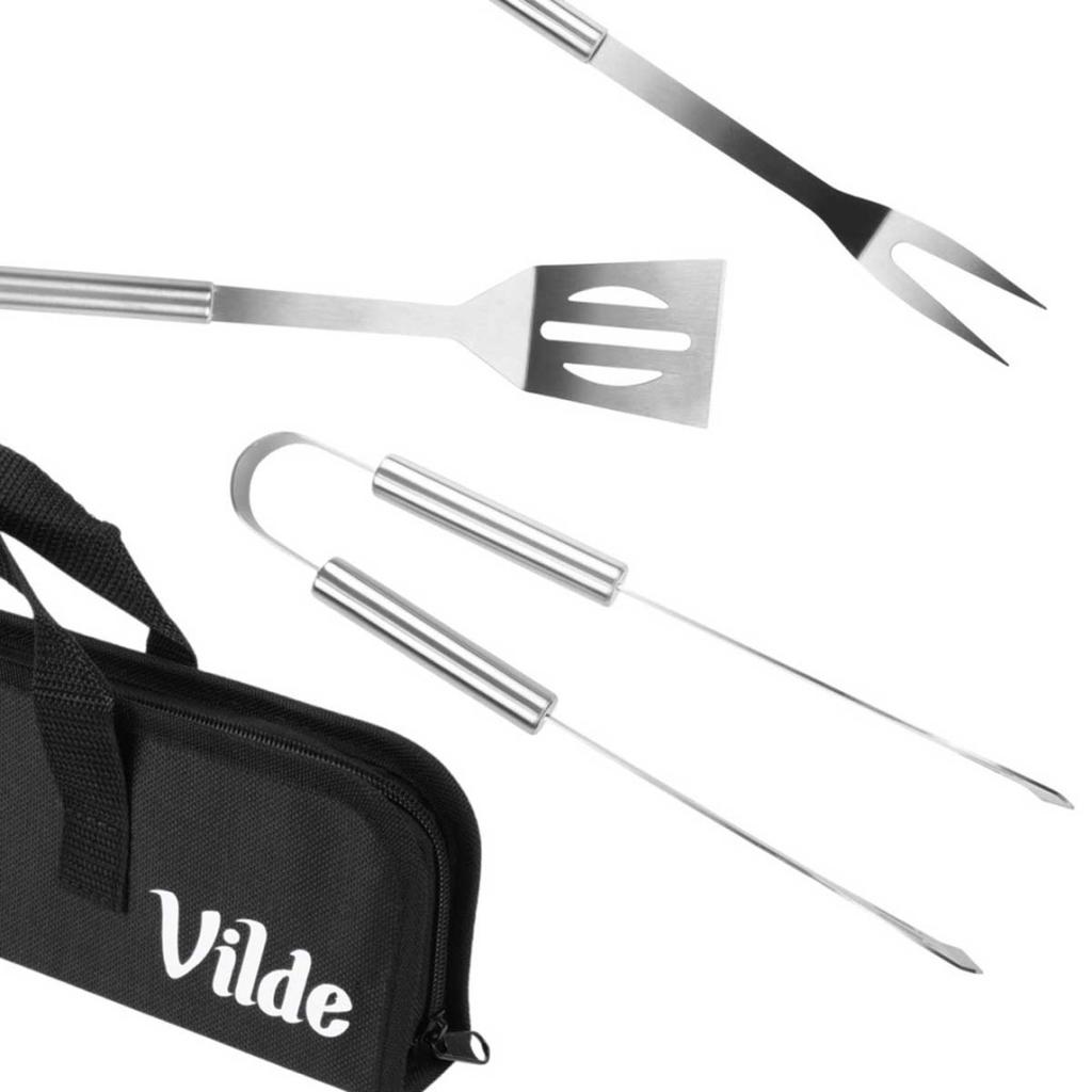 SET OF 3 STEEL BBQ UTENSILS IN A CASE 489424