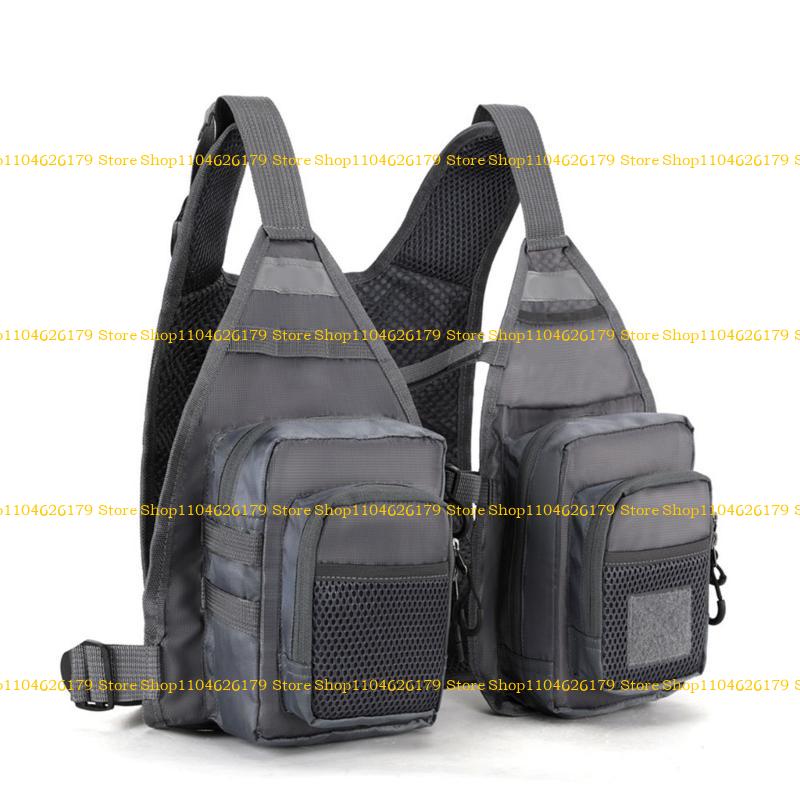 

A1A2 Multifunction Fly Fishing Vest Fishing Accessories Trout Fishing Gear Adjustable Multi Pokcet Waistcoat for Adult сірий колір