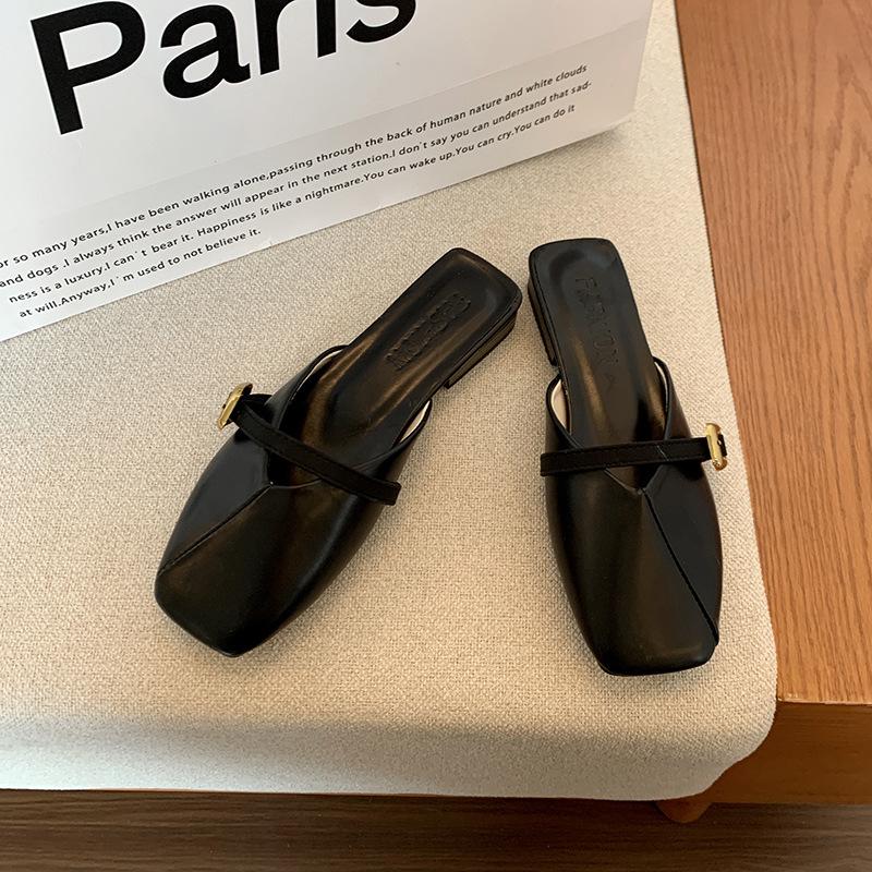 Flat-bottomed bag head half slippers women's summer wear new one-pedal lazy shoes women's cool slippers
