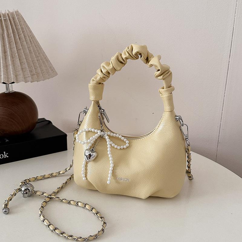 Premium red bag women's new versatile chain messenger bag exquisite pleated handbag