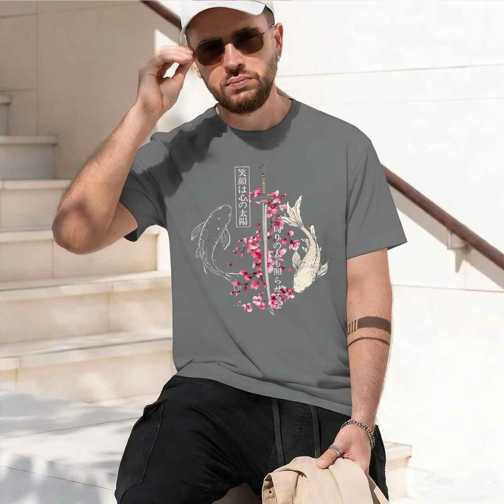 Japanese Blossom Print Unisex Unisext Tshirt Summer Autumn Daily Outor Sports Casual Loose Street Shortsleeve 2026 New Model