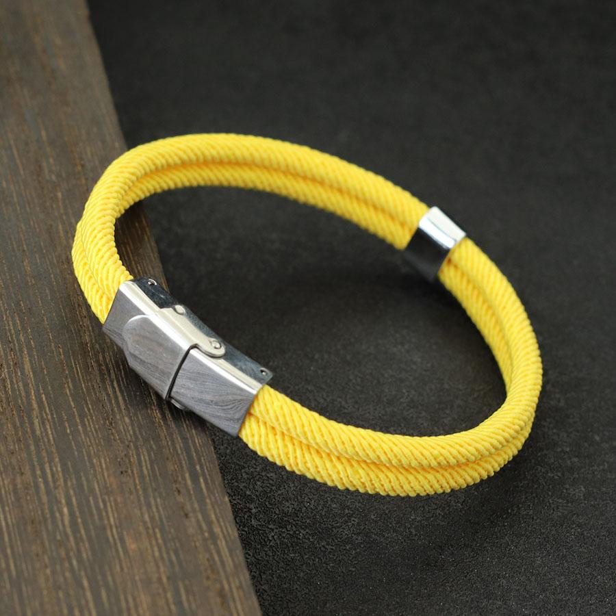 New Handmade Men Rope Bracelet Stainless Steel Buckle Double Layer Thread Nautical Braclet Bangle Hiphop Rock Accessories Homme
