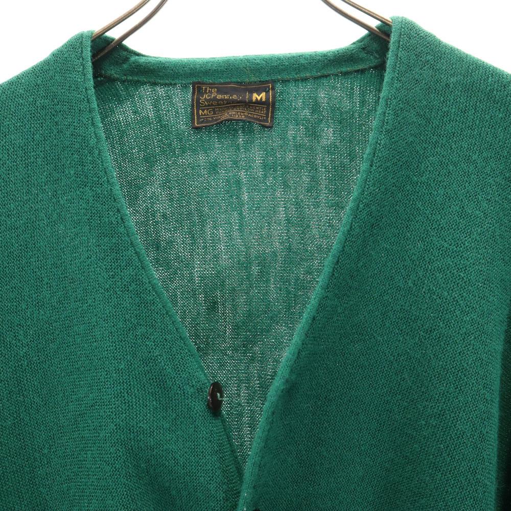 JC PENNEY 70s vintage Long sleeve acrylic cardigan M green Men's Used