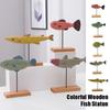 Statuetă Pește Colorat din Lemn Stil Mediteranean Nordic Ornamente Sculptură Pește Șic Living Comodă TV Decor Acasă Artizanat