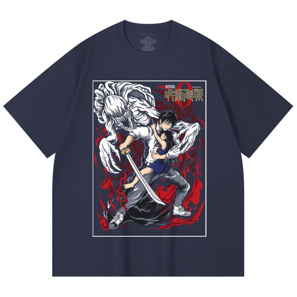 230 Gsm 100% Cotton Jujutsu Kaisen V65 Yuta Print Unisex Heavy Cotton T Shirt
