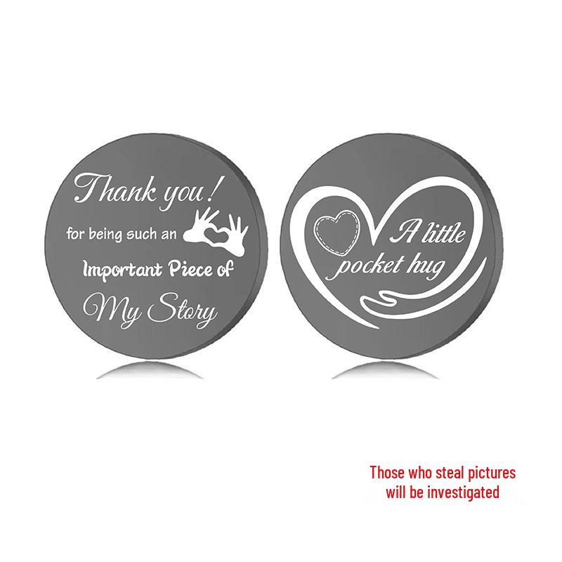 Lucky Charm Motivational Coin: Engravable Stainless Steel Couple & Family Gift Ornament.