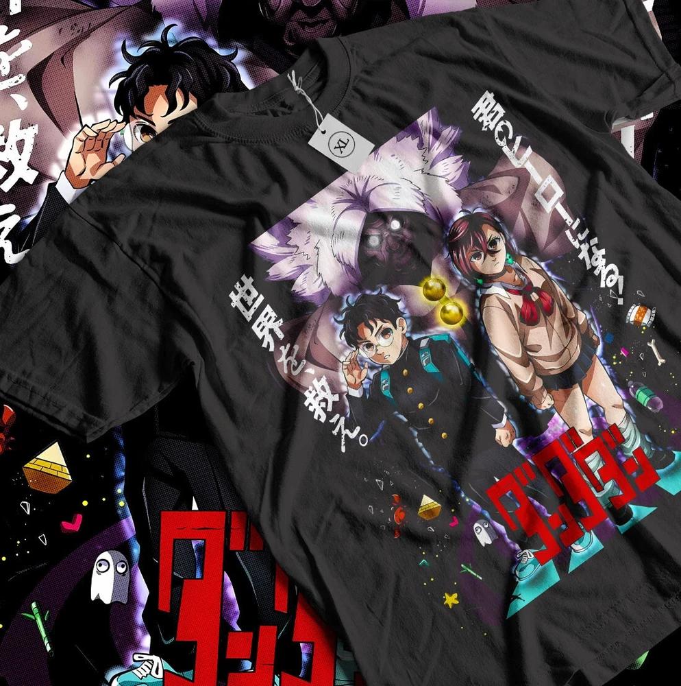 Anime Dandadan Okarun Momo Ayase Team Up Graphic Black TShirt All Size