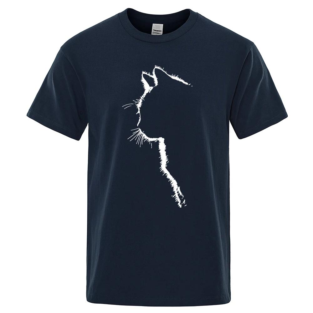 Cotton T-shirts for Funny Printed Cool Cat Animal T Shirts Oversized Loose Short Sleeve T-shirt Male Hip Hop Streetwear