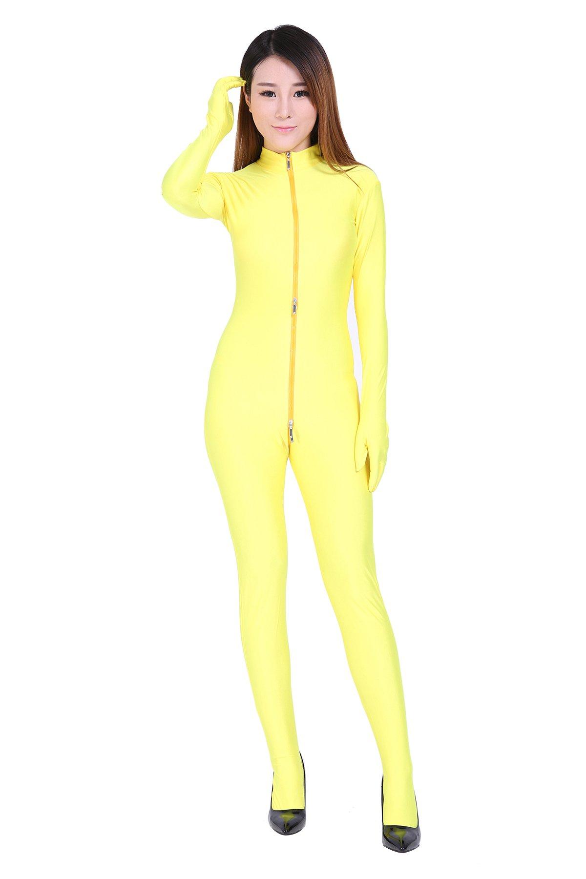 

Гладкий вязаный комбинезон, закрывающий пальцы рук и ног [KN17-5H] (Женский размер L, Желтый)