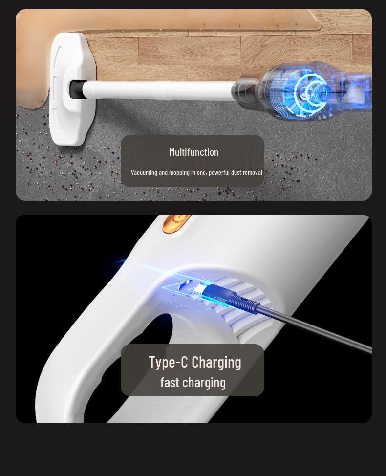 Portable All-in-One Handheld Wireless Vacuum and Mop for Home and Car Cleaning