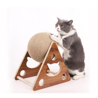 Solid Wood Cat Scratching Ball Sisal Cat Toy Scratch Natural Durable Sisal Board Scratcher for Cat Grinding Sisal Rope Climbing