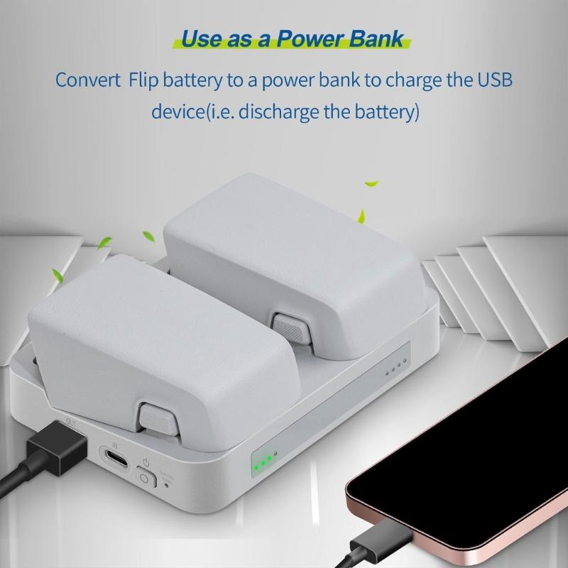Double Battery Charger Battery Charging Dock For FLIP Battery With Space Saving Design And Intelligent Chip Monitoring