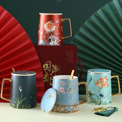 Cană Ceramică Stil Chinezesc Cu Model Floral Cești de Ceai Florale Vintage Cu Mânere Cele Mai Bune Cadouri pentru Cadouri de Anul Nou Ziua Mamei