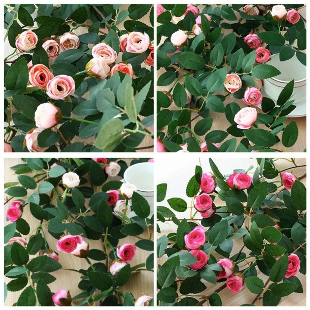 Plastic Silk Artificial Rose Vine 4 Colors Wall Decor Rattan Home Decoration