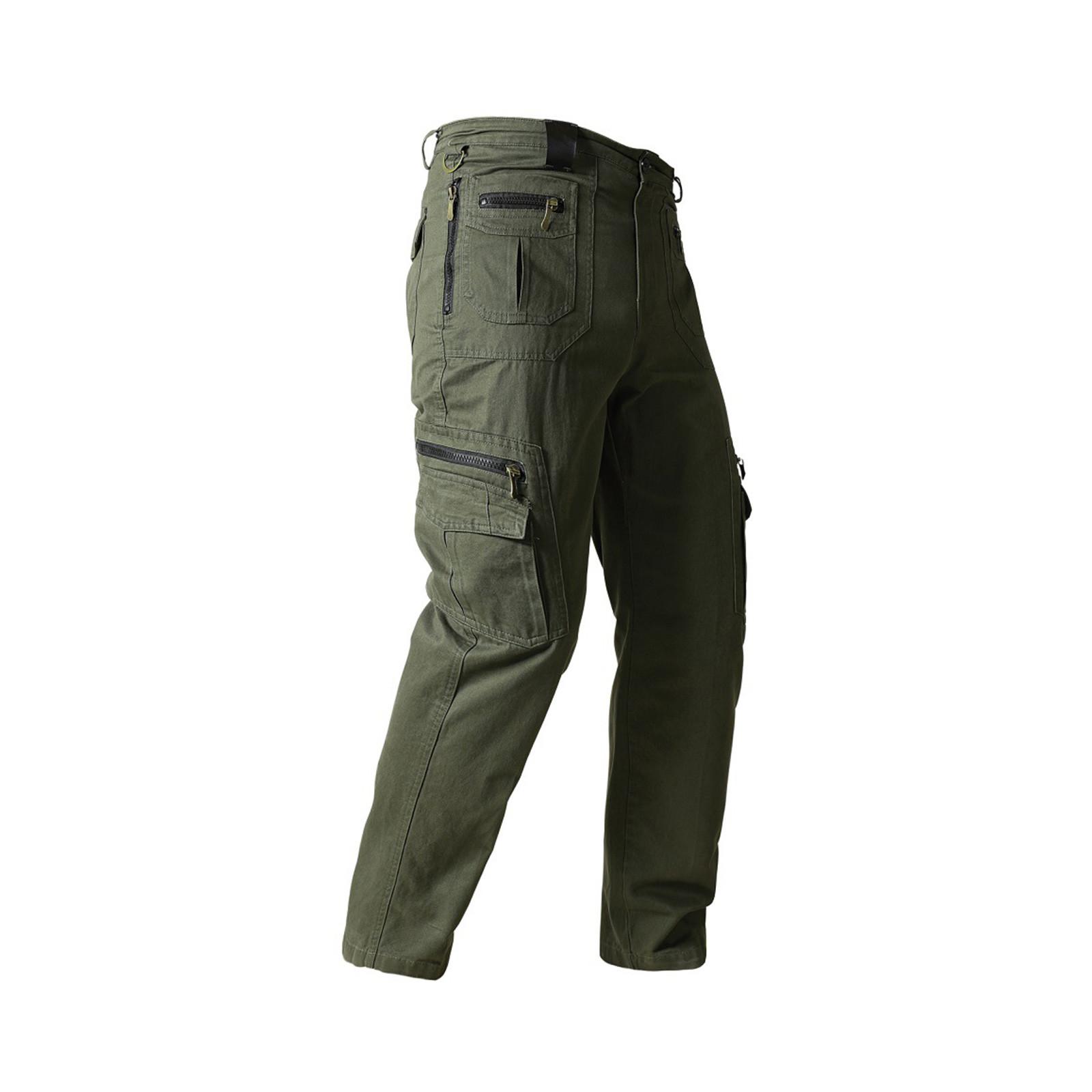 

Мужские прямые повседневные брюки с несколькими карманами, рабочие брюки и длинные брюки L армия зеленый