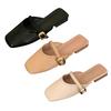2025 Summer New Women's French Chic Closed Toe Half Slippers Versatile Casual Flat Bottom Shallow Mouth Footwear