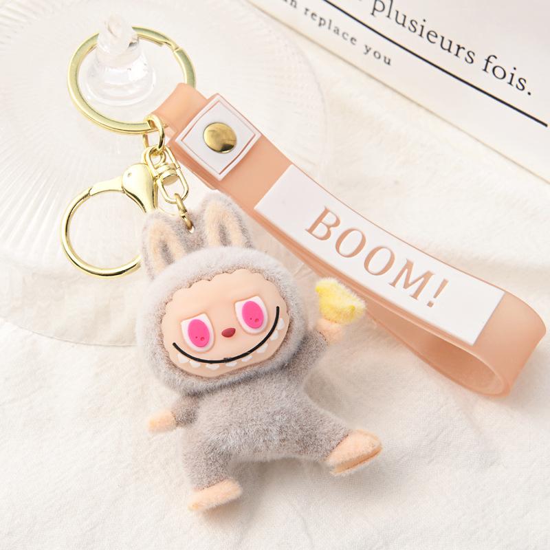 Flocking Yoga Keychain Small Pendant Cartoon Cute Doll Keychain Small Gift