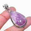 Natural Sage Amethyst Gemstone 925 Sterling Silver Jewelry Pendant 1.89" AP-15207