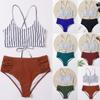 Women's Striped Printing Padded Push Up 2 Piece Bikini Sets Swimsuits Beachweart