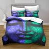 Gold Buddha Duvet Cover Set, Asian Religions Culture Bedding Set, Buddhist Themed Duvet Cover For Buddhist Believer