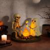 Skeleton Ghost Bonfire Night Lamp Halloween Roasting Marshmallow Ghost Statue Fake Campfire Lamp Home Bedroom Decoration