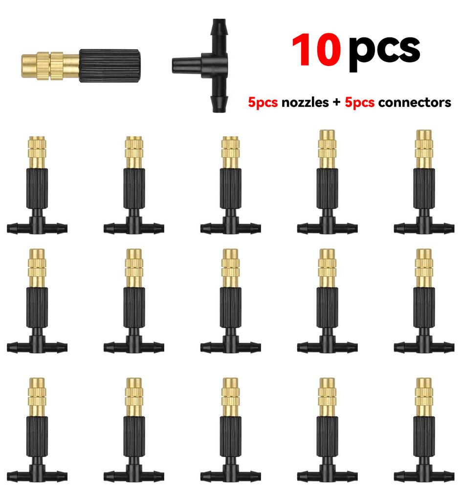 30/50Pcs 4/7PVC Outdoor Misting Cooling System Garden Irrigation 1/4'' Brass Adjustable Atomizer Micro Sprinkler