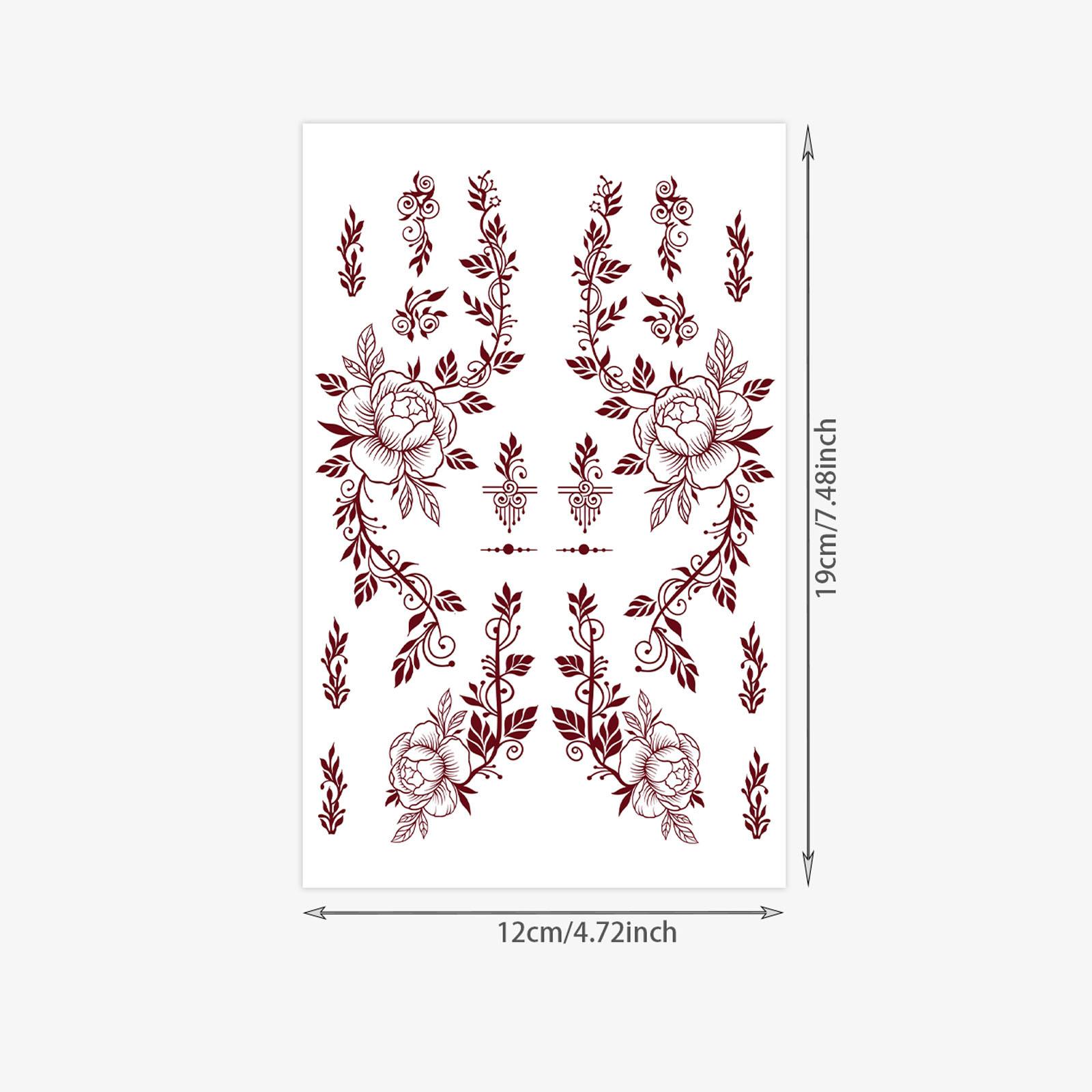 Red Flower Totem Hand Back Indian Tattoo Sticker Amazon Tattoo 12*19CM