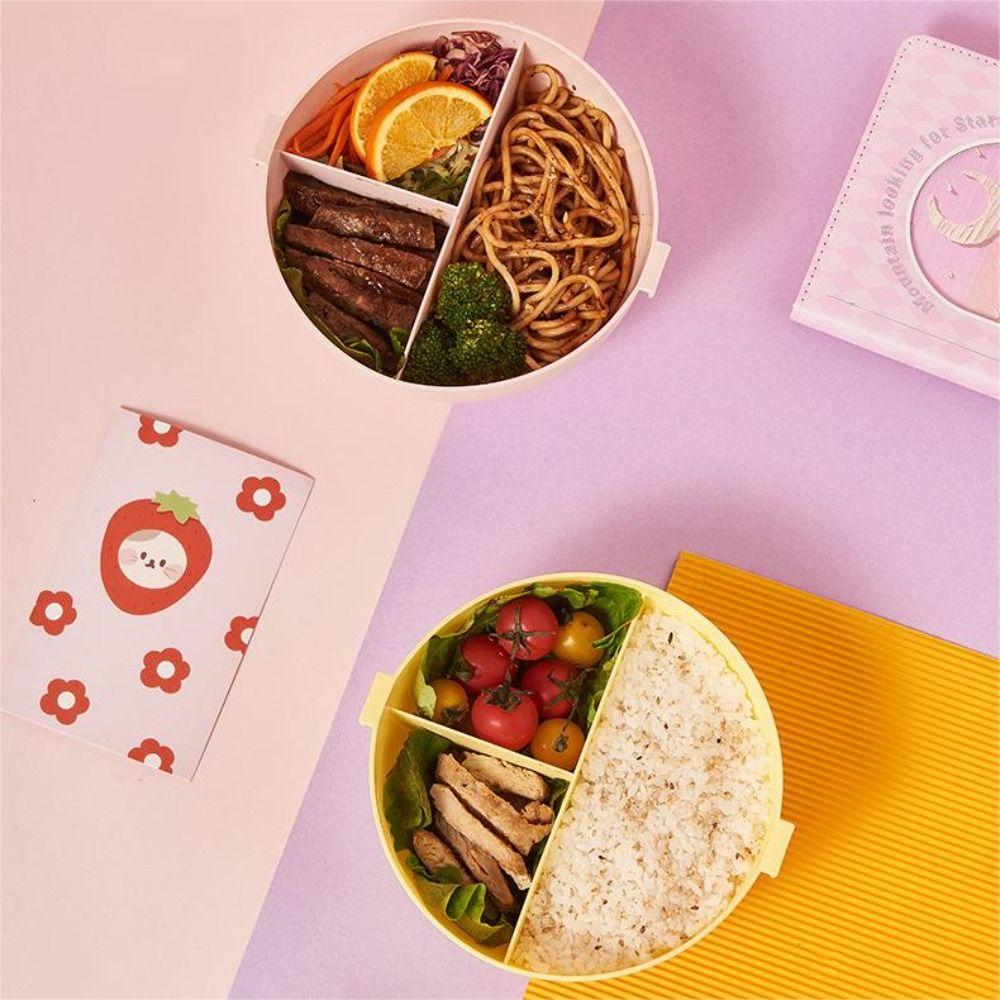 Plastic Food Container Round Shaped Food Storage Box Cute Donut Lunch Box  Girls Children Students